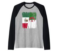Mexico Algeria Half Flag Mexican Algerian Heritage Raglan Baseball Tee