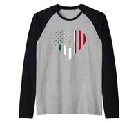 Mexico American USA Mexico Roots Mexican Pride Heart Flag Raglan Baseball Tee