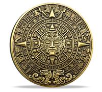 Mexico Aztec Calendar Challenge Coin - Antique Embossed Double-Sided Aztec Sun Stone Calendar Coin Gift for Collection
