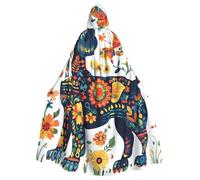Mexico-Butterfly-Dachshund-Floral Adult Witch Hooded Cape, Halloween Costume Hooded Cloak