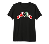 Mexico Canada Heart Hands Mexican Canadian Roots Flag Premium T-Shirt