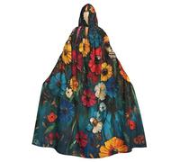 Mexico-Candles-Skull Adult Witch Hooded Cape, Halloween Costume Hooded Cloak