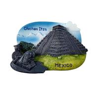 Mexico Chichen Itza Maya Fridge Magnet - Pyramid Kukulcan and Chacmool - 3D Souvenir Magnet - Collectible Magnetic Decoration - Travel Gift Idea Collection H22