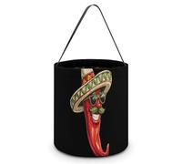 Mexico Chili Pepper Foldable Halloween Trick Or Treat Bags Tote Goodie Candy Bucket Gift Party Favor Supplies