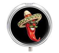 Mexico Chili Pepper Small Pill Box Case 3 Compartment 2"