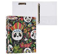 Mexico Cinco De Mayo Pandas Color 1-1/2 Inch Binder Round Rings With Storage Box Pack 1/2 Office Binder Hard Cover