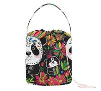 Mexico Cinco De Mayo Pandas Floral Yarn Storage Crochet Carrier Bag Portable Needle Storage for Crochet Carrier Yarn Craft