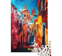 Mexico City Art 1000-Piece Puzzle for Adults, 70x50cm/1000pcs, White Cardboard for Simple Sorting; for Quiet Downtime Without A Screen