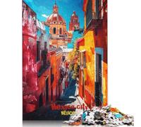 Mexico City Art Poster Jigsaw Puzzles 1000 Piece for Teenagers Wooden Creative Puzzle Toy Family Game Difficulty Challenge Puzzles 1000pcs (75x50cm)