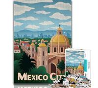 Mexico City Puzzles for Teenagers Teens 1000pc Puzzle,Family Game Stress Reliever Difficult Challenge Secret Santa Gifts 38x26cm
