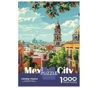 Mexico City Skyline 1000 Piece Jigsaw Puzzle, Continental Street Poster, Screen-Free Fun, Interlocking Paper Pieces, Travel Gift for Home Décor Fans, 52x38cm/1000pcs