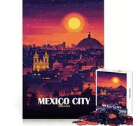 Mexico City Skyline at Sunset 1000 Piece Jigsaw Puzzles for Teenagers Jigsaw Intellectual Fun Light Recreation Fine Cut Unique Xmas Gift size 50x75cm