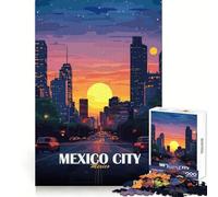 Mexico City Skyline at Sunset Teenager Jigsaw Puzzles 1000 Pieces Smart Training Light Recreation Flawless Cut Festive Surprise size 38x52cm