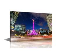 Mexico City Skyline Wall Art Painting Angel of Independence Bedroom Living Room Wall Decor 1 Panel Framed Modern Pictures Canvas Prints Artwork for Wall Decor Bathroom Office Decorations, 18x12in