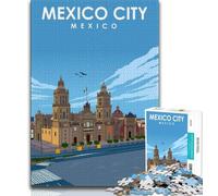 Mexico City Travel Art Jigsaw Puzzles for Teenagers 1000 Piece Puzzle,family Fun Games Is Ideal As A Gift for The Whole Family 38x26cm