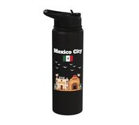 Mexico City Travel Souvenir Mexico Vacation Mexican Flag Stainless Steel Insulated Water Bottle