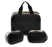 Mexico Coat of Arm Eagle Makeup Bag for Women Men, Translucent Cosmetic Bag Wash Pouch Shower Bag 3 Pcs Travel Toiletry Toiletries Cosmetic Organizer
