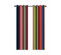 Mexico Colorful Stripes Blackout Curtains for Bedroom Living Room, Vertical Striped 90 In Long Thermal Insulated Room Darkening Drapes Grommet Window Treatments, 52 x 90 In