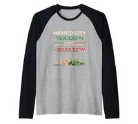 Mexico Coordinates Minimal City Identity Design Raglan Baseball Tee