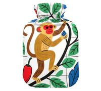 Mexico Cute Monkey hot Bottle Water Bag with Soft Cover, 2L Warm Water Bottle for Bed for Menstrual Cramps, Neck and Shoulder Pain Relief, Pain Relief