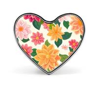 Mexico Dahlia Flower Badge Heart Shape Cute Brooch Pins Button Badges for Backpack Jackets Hats Decor