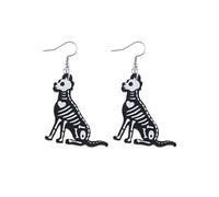Mexico Day of Death Dangle Earring for Men Women Colorful Halloween Skeleton Ghost Pumpkin Cat Dog Suger Skull Earring Wood Halloween Thanksgiving Día de Muertos Gift Jewelry, Acrylic, No Gemstone