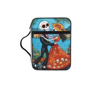 Mexico-Dead-Skeletons-Romance Bible Cover Case with Handle, Water-Resistant Oxford Fabric Bible Bag Organizer with Zipper Pockets for Church