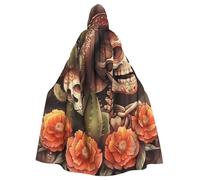 Mexico-Dead-Skulls-Cactus Adult Witch Hooded Cape, Halloween Costume Hooded Cloak