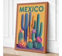 Mexico Desert Blooms Retro Canvas Wall Art Print 36x24 Inch