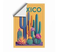 Mexico Desert Blooms Retro Unframed Wall Art Print A3 (42×29.7cm), Wall Decor for Living Room, Bedroom, Office & Home, Art Gift