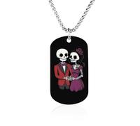 Mexico Dia De Los Couples Funny Memorial Necklace Lightweight Printed Photo Necklaces Metal Tag Pendant