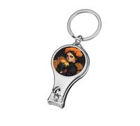 Mexico Dia De Los Muertos Portable Metal Nail Clipper with Keychain Sharp Fingernail Clippers for Men Women