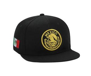 Mexico Eagle Embroidery Snapback Hat Adjustable Mexico Flag Baseball Cap Black, Black