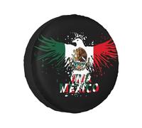 Mexico Eagle Mexican Mx National Flags Replacement Tyre Cover Universal Wheatherproof Soft Case Covers, For Camper, Travel Trailer, SUV, 15in
