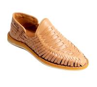 Mexico en la Piel Handmade Leather Huarache Sandals for Men - Genuine Tan Leather, Slip-On, Breathable Design, Ultra Comfortable Insole, Casual and Beach-Ready Shoes, Sizes 7-13 US, Tan, 8 UK