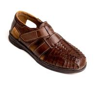Mexico en la Piel Handmade Men’s Leather Fisherman Huaraches Sandals - Genuine Leather, Adjustable Velcro Strap, Closed-Toe Design, Casual and Comfortable Slip-On Shoes - Available in Tan and Moka,