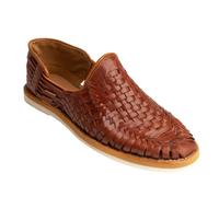 Mexico en la Piel Men's Handmade Leather Huaraches Slip-On Sandals - Genuine Woven Leather, Comfortable & Breathable Casual Shoes - Tan & Shedron, Shedron, 12