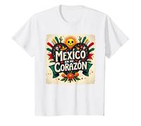 Mexico En Mi Corazon Viva Mexico Women Festive Skull Sun T-Shirt, Kids, White, 3 Years