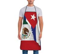 Mexico Flag And Cuba Flag Women Men Apron Professional Bib Aprons Adjustable Kitchen Apron For Kitchen Home Chef