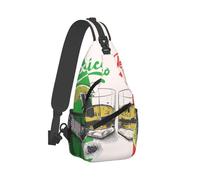 Mexico Flag And Tequila Cross Chest Bag Diagonally Sling Bag Crossbody Shoulder Bag Travel Hiking Daypack For Men Women