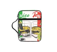 Mexico Flag and Tequila Print Bible Cover Case/Book Cover, Bible Case for Women Girls,with Handle Fits for Standard Size Bible