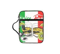 Mexico Flag and Tequila Print Bible Cover Case, Carrying Book Case with Durable Handle Bible Protective Church Bag for Men Women