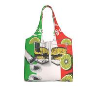 Mexico Flag and Tequila Print Canvas Tote Bag Shoulder Handbag Large Capacity Shopping Bag