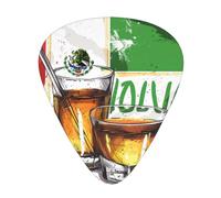 Mexico Flag And Tequila Printed Custom 12 Pieces Guitar Pick In A Box,The Pick Makes Sound Clear, Ukulele, Electric Bass (0.46 0.71 0.96mm)