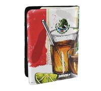 mexico flag and tequila Printed Passport Holder - 6.5 x 4.5 Inch RFID Blocking Travel Wallet,Stylish Passport Cover,Lightweight Document Organizer for Cards