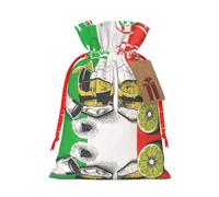 Mexico Flag And Tequila Printing 4.7x6.9 Inch Christmas Bag Drawstring Closure,For Christmas Anniversaries Birthdays