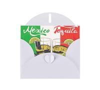 Mexico Flag And Tequila Printing Horizontal Love Buckle Pearl Paper Holiday Greeting Card With Envelopes For Friends, Family