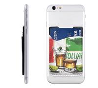 Mexico Flag and Tequila WhitePrinted Phone Card Holder Wallet Sleeve PU Leather Phone Pocket Compatible with iPhone Samsung Galaxy