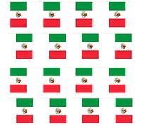 Mexico Flag Bunting - 10m 33ft - 20 Flag - Plastic all Weather Mexican Bunting Decoration for Indoor Outdoor Sporting Events, Street Parties, Festivals and Celebrations