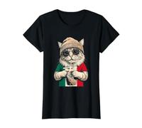 Mexico Flag Cat Mexicans Value Graphic T-Shirt, Women, Black, L